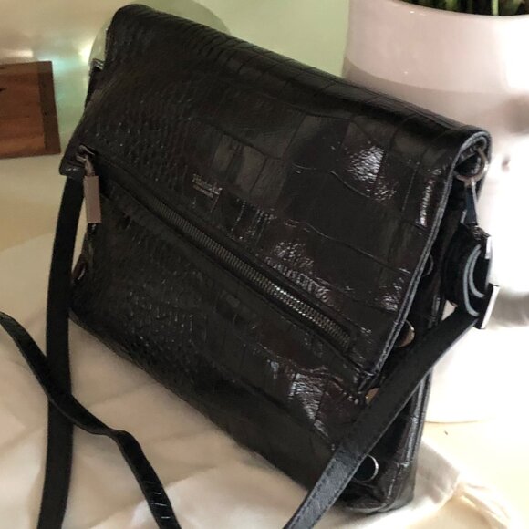 **SOLD**HAMMITT Handbag VIP Medium Black Croc Diamond Studded Crossbody Clutch - Picture 3 of 14